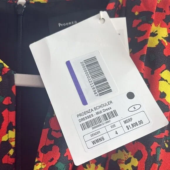 PROENZA SCHOULER- Pintucked-waist Pleated Floral-print Midi Crepe 4 NWT $1806